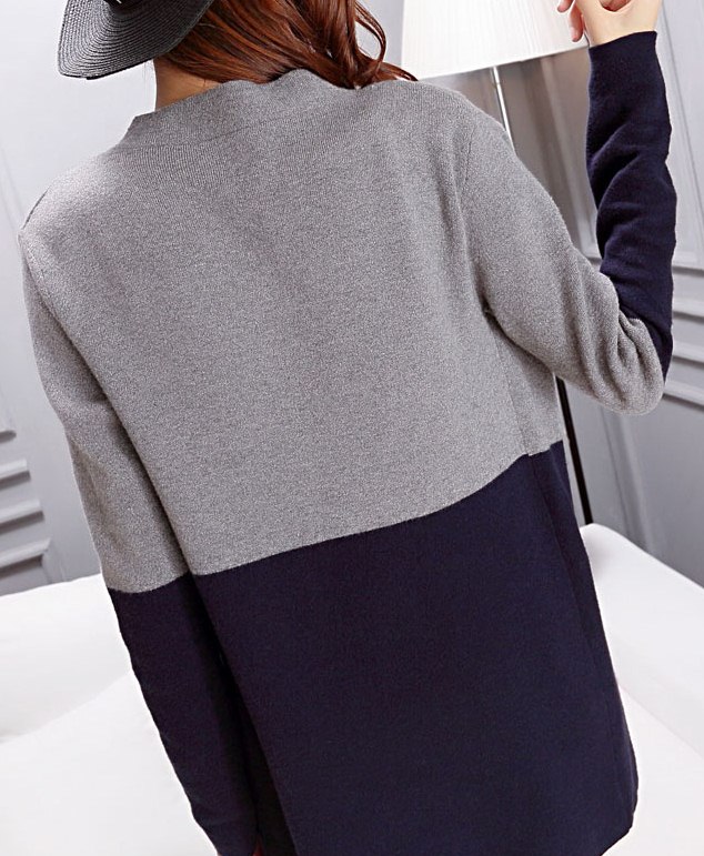 PreOrderคนอ้วน - เสื้อคลุมกันหนาวแฟชั่น ไซส์ใหญ่ คนอ้วน เวตเตอร์กันหนาว สีเทาน้ำเงิน