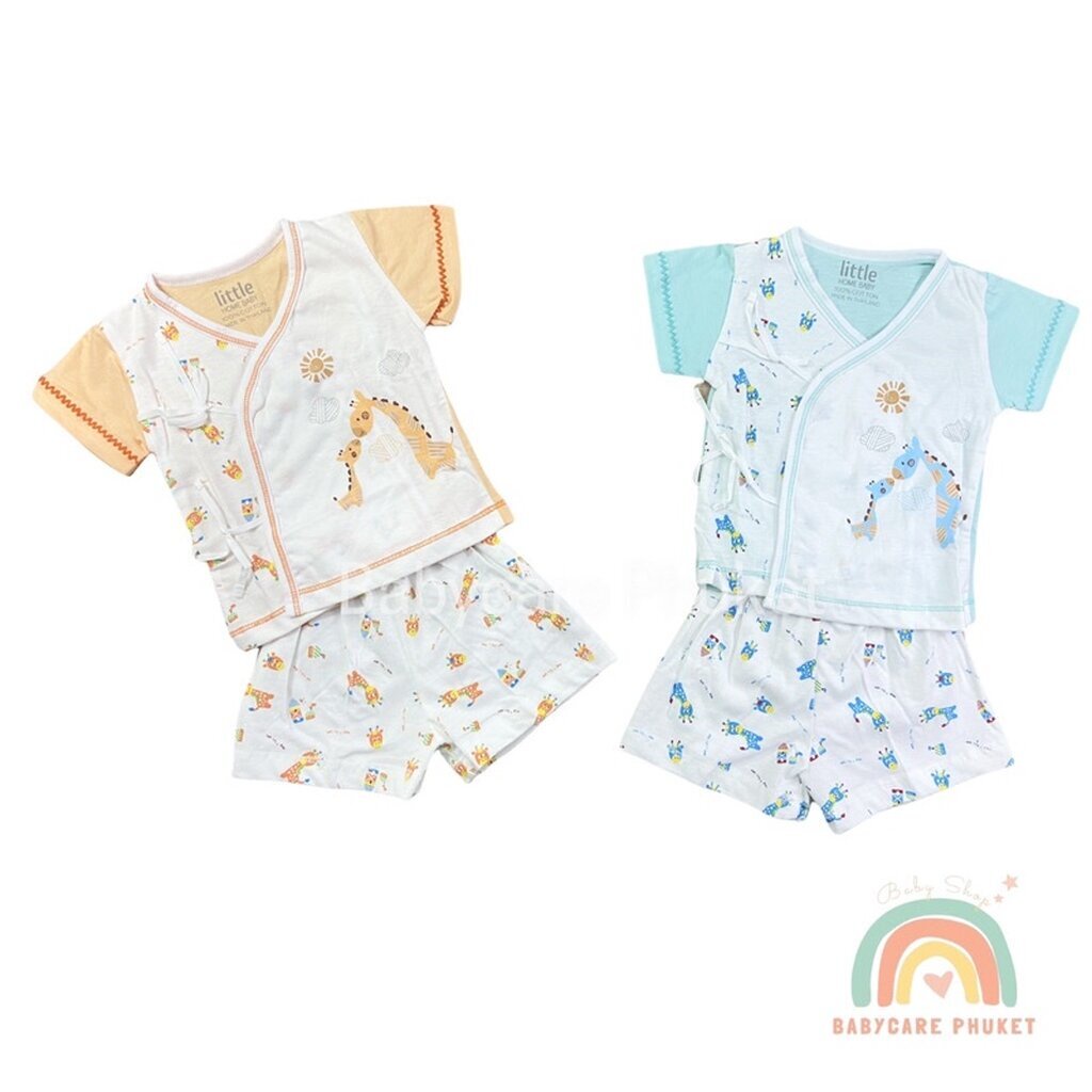 ชุดแขนสั้นขาสั้นเด็กแรกเกิด แบบผูก ผ้าคัตตอล