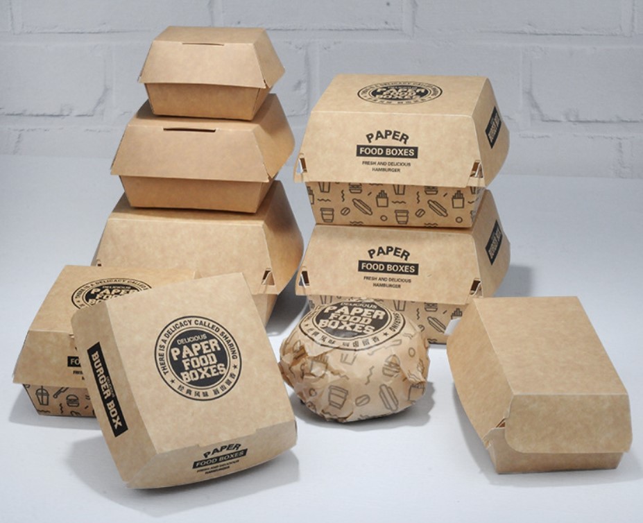 กล่องใส่เบอร์เกอร์-อาหารทอด กระดาษ Food Grade เคลือบกันไขมัน (grease-proof paper) แพ็ค 50 ชิ้น