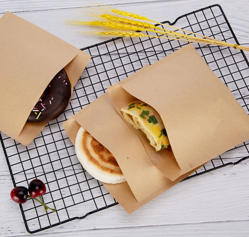 ซองกระดาษเคลือบกันน้ำ-น้ำมัน Food Grade สำหรับใส่อาหารทอด-อบ-ย่าง แพ็ค 100 ชิ้น