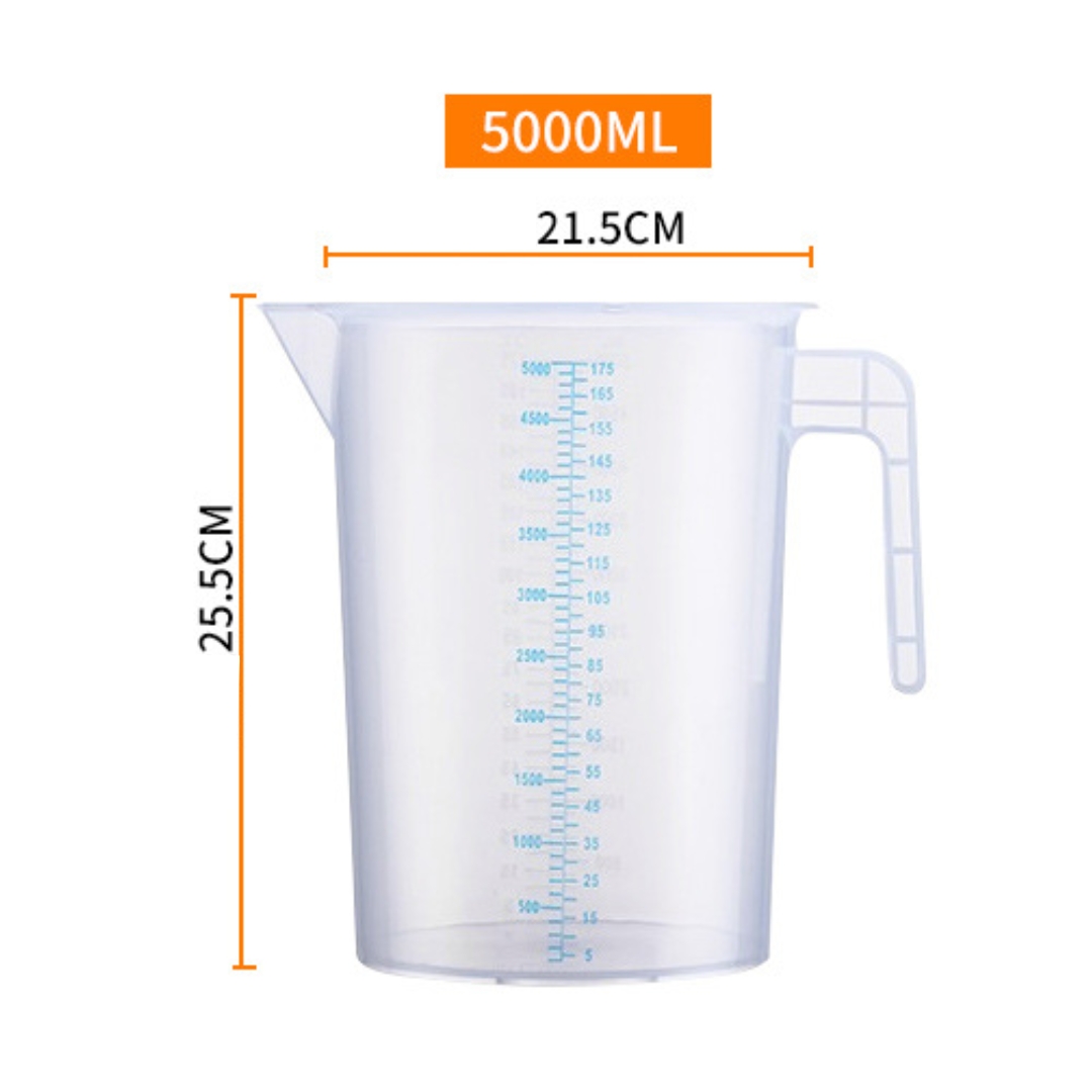 ถ้วยตวงพลาสติกหนา ถ้วยตวงสเกลเส้นสีน้ำเงิน 5000ML รหัส 2483