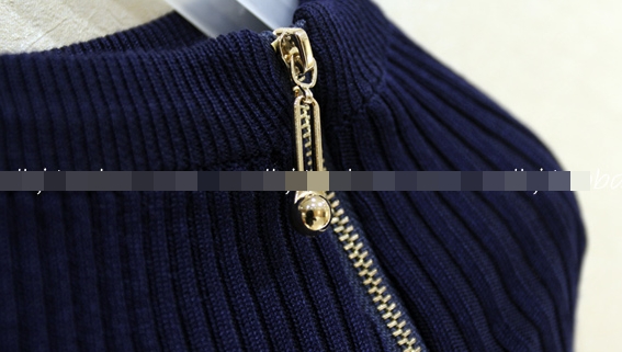 Pre Order - เสื้อกันหนาวแฟชั่น มินิเดรส ใส่เปิดไหล่เซ็กซี่ก็ได้ ติดซิบตรงไหล่หน้าสองข้าง : สีดำ / สีน้ำเงิน / สีแดง