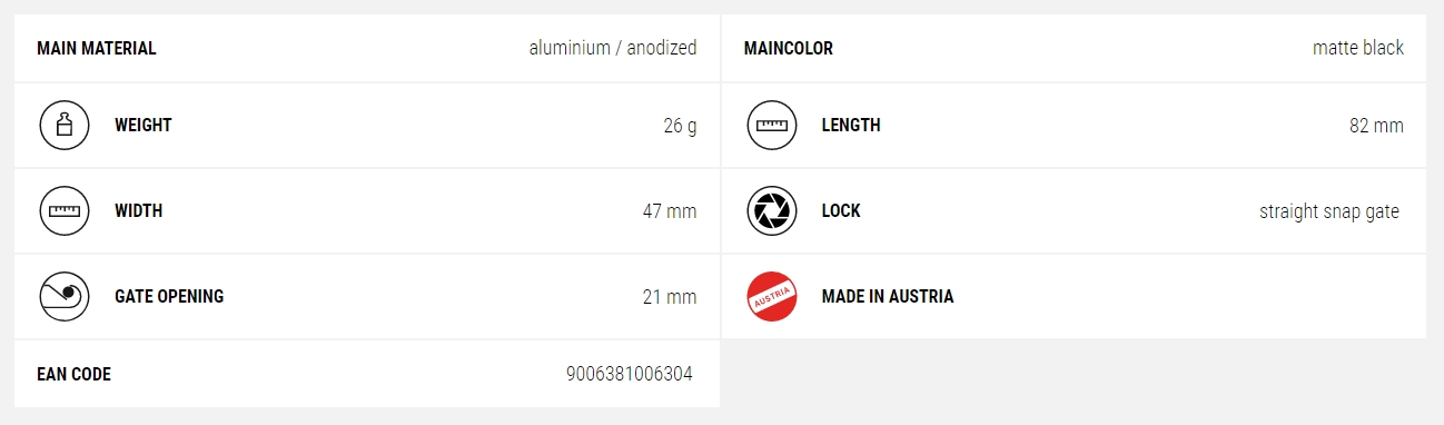 AustriAlpin Accessory Carabiner – Straight Snapgate