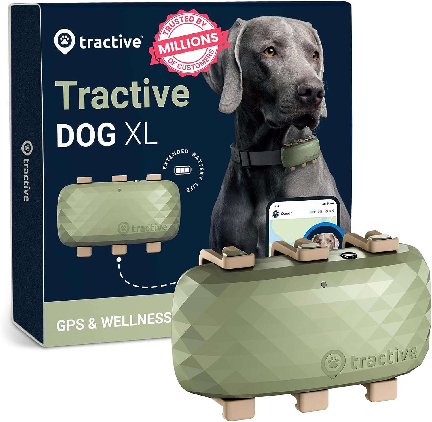 Tractive XL GPS Dog Tracker - ปลอกคอ GPS สำหรับหมาตัวใหญ่ แบตอยู่ได้หลายสัปดาห์