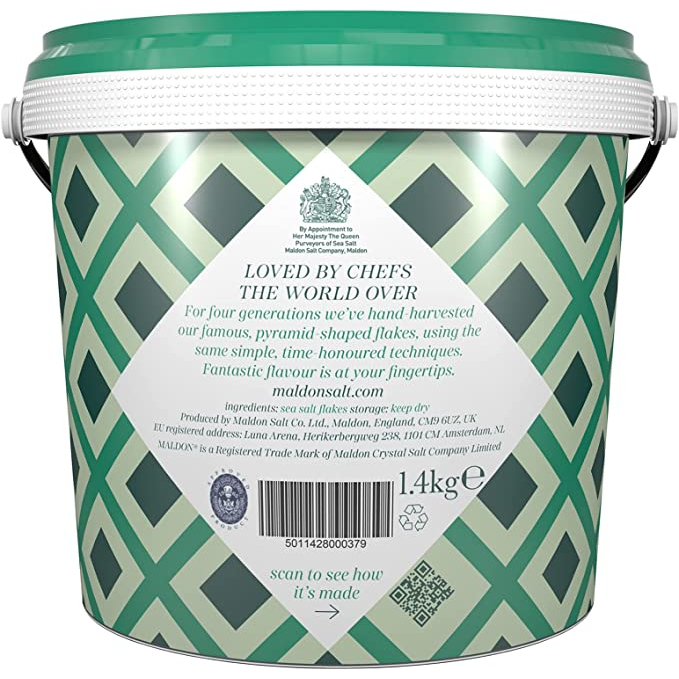 maldon sea salt in bucket เกลือมาลดอน เกลือทะเล 125ml -1.4 kg เกลือทะเลชนิดเกล็ดจาก อังกฤษ マルドン