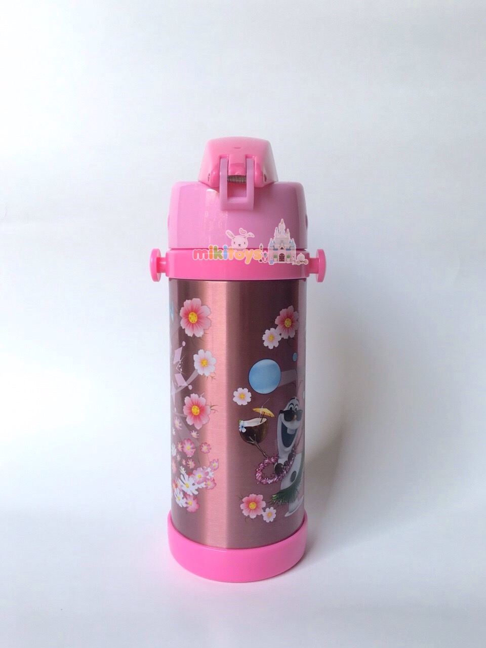 กระติกน้ำ โฟรเซ่น FROZEN Fever ลายใหม่ #Pink สีชมพูหวานๆ ขนาด350ml. รุ่นกดแล้วฝาเด้ง พร้อมตัวล็อค2ชั้น เก็บอุณหภูมิ