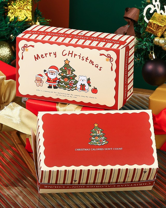 กล่องใส่ขนม-อาหาร Christmas ขนาด 17.5x10x7.5 cm. แพ็ค 20 ชิ้น