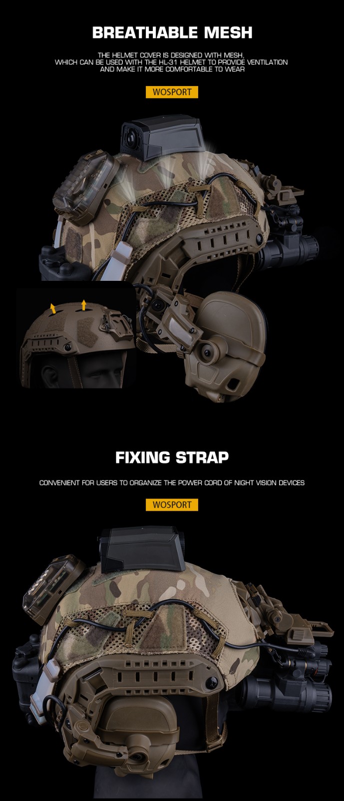 ผ้าคลุมหมวก Fast ยี่ห้อ Wosport (CO-22)