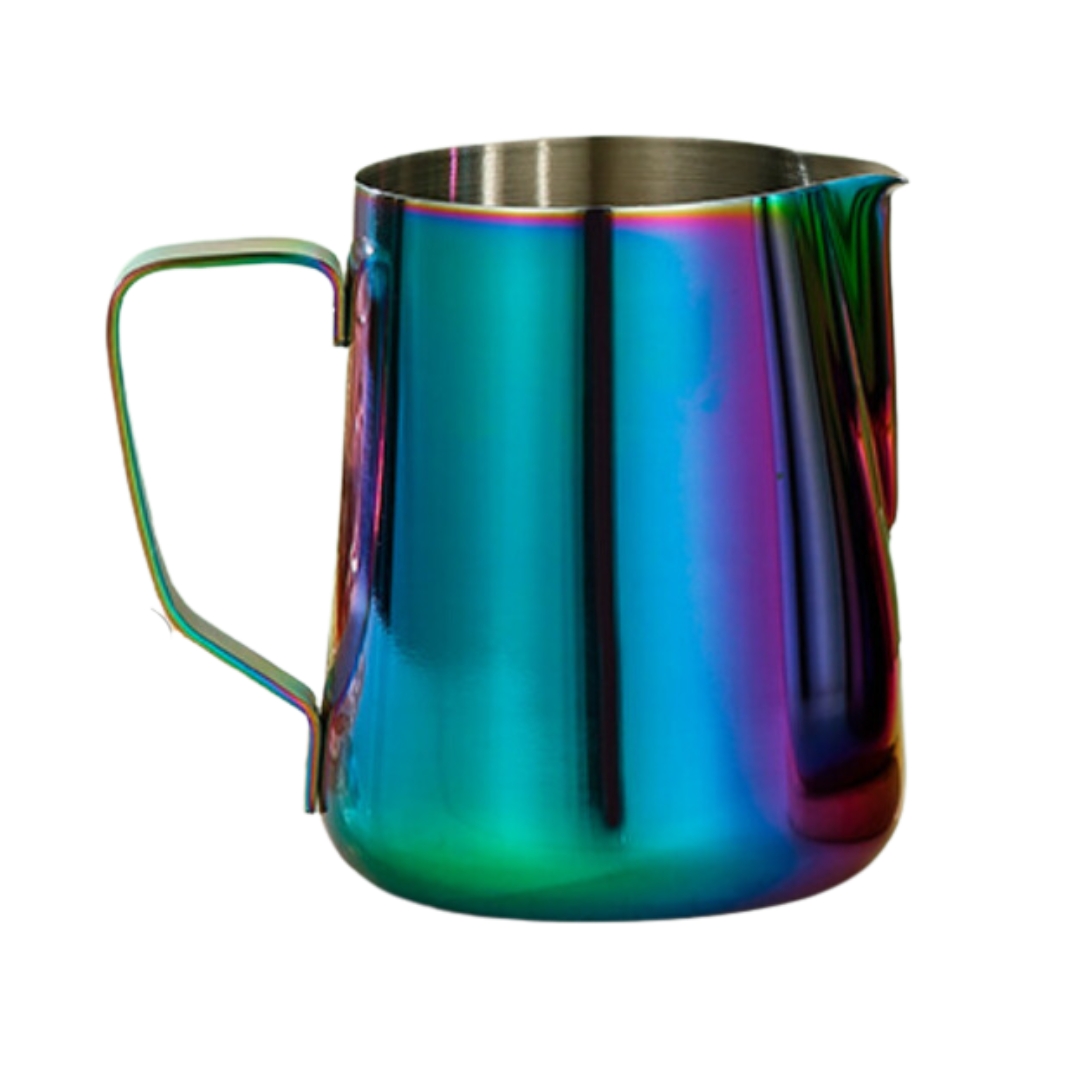 ถ้วยตีฟองนมสแตนเลสขนาด 350 ML Rainbow ลายสีรุ้ง รหัส 1231