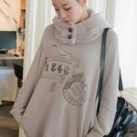 Pre Order - เสื้อกันหนาวแฟชั่นเกาหลี แยกหมวกออกจากตัวเสื้อได้ สะดวกสบาย : สีเบจ / สีเทาอ่อน