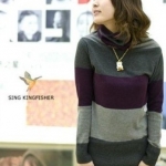 Pre Order - เสื้อกันหนาวแฟชั่น แบบบาง คอเต่า สีม่วง / สีเหลือง / สีดำ