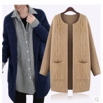 PreOrderไซส์ใหญ่ - เสื้อกันหนาว-คาร์ดิแกน ไซส์ใหญ่ คนอ้วน ไหมพรม สี : น้ำตาล / น้ำเงิน