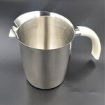 เหยือกสแตนเลส 600 ml ปากกว้าง มีด้ามจับสีครีมไม่ร้อนมือ รหัส 2123