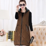 PreOrderคนอ้วน - เสื้อกั๊กแฟชั่น ผ้าร่มบุนวมยาว มี Hood สี : ดำ / แดง / ส้ม / น้ำตาล / เทา