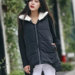 PreOrderคนอ้วน - เสื้อกั๊กแฟชั่น ผ้าร่มบุนวม มี Hood ด้านในขนสัตว์ สี : ดำ / แดง