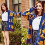 PreOrderเสื้อผ้าคนอ้วน - เสื้อกันหนาวคนอ้วน ไซส์ใหญ่ เสื้อไหมพรม ไม่หนาถักลายกระดุมหน้าสีน้ำเงิน