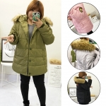 PreOrderคนอ้วน - เสื้อกันหนาว แจ๊คเก็ตบุนวม มี Hood ขนเฟอร์ ไม่หนา สี : เทา / ดำ / ชมพู / เขียว