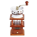 เครื่องบดกาแฟแบบมือโยกทำจาก ไม้ เซรามิก พลาสติก มีลิ้นชักสำหรับใส่กาแฟบด รหัส 0124