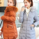 Pre190003 - PreOrder - เสื้อกันหนาว โค้ทผ้าร่มบุนุ่น มี 5 สี Hood เฟอร์ ถอดได้ สี : น้ำตาล / เทา / ดำ / แดง / ชมพู