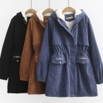 Pre190002 - PreOrder - เสื้อกันหนาว ผ้าลูกฟูก บุขนด้านใน สี น้ำเงิน / น้ำตาล / ดำ