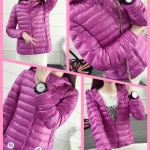 PreOrderเสื้อผ้าคนอ้วน - เสื้อกันหนาวคนอ้วน บุนวม+ขนเป็ด ไม่หนา สี : ดำ / ไวน์แดง / น้ำเงิน / กุหลาบแดง / ม่วง / เขียวอ่อน / แดง