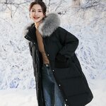 2324-0003 กันหนาวบุขนเป็ดขาวจ้า ตัวยาว มีเฟอร์ถอดได้