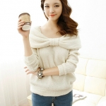 Pre Order - เสื้อกันหนาวแฟชั่น ดีไซด์เก๋ คอปก ผูกเป็นผีเสื้อ