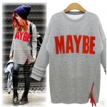 PreOrderคนอ้วน - เสื้อยืดกันหนาวไซส์ใหญ่ พิมพ์ตัวอักษรด้านหน้า สี : เทา / ขาว / ดำ