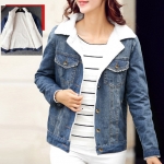 PreOrderคนอ้วน - เสื้อแจ๊คเก็ตยีนส์กันหนาวแฟชั่น ไซส์ใหญ่ คนอ้วน ข้างในเป็นหนังสัตว์ สีน้ำเงินเข้ม