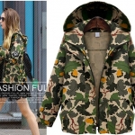 PreOrderคนอ้วน - เสื้อกันหนาวแฟชั่น ไซส์ใหญ่ คนอ้วน เสื้อกันหนาวพิมพ์ลายพราง ซิบหน้าพร้อม Hood ไม่หนา