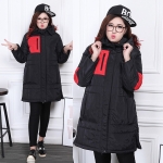 PreOrderคนอ้วน - เสื้อกันหนาว ผ้าฝ้ายโพลิเอสเตอร์ บุนวม สีดำแดง