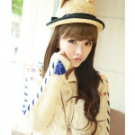 Pre Order - เสื้อกันหนาวแฟชั่นญี่ปุ่น เสื้อเวตเตอร์ถัก ลายดอกไม้ สีหวานน่ารัก สีฟ้า / สีเบจ