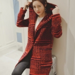 PreOrderเสื้อผ้าคนอ้วน - เสื้อกันหนาวไซส์ใหญ่ ลายสก๊อต ขนสัตว์ สี : เทา / แดง