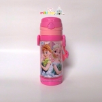 กระติกน้ำเด็ก Frozen fever Elsa&Annaโฟรเซ่น (เอลซ่า,แอนนา) สีชมพู รุ่นฝาเด้ง ปุ่มกดสามเหลี่ยม