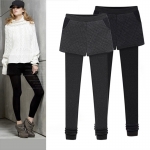 PreOrder - กางเกง-เลคกิ้งกันหนาวแฟชั่น ผ้าฝ้ายโพลิเอสเตอร์ ข้างในเป็นผ้ากำมะหยี่เก็บความร้อน สี : เทา / ดำ