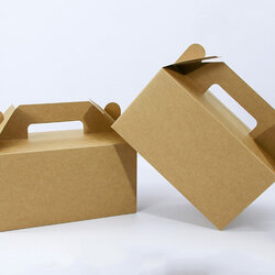 กล่องใส่อาหารมีหูหิ้ว กระดาษคราฟท์ (หนา 300 แกรม) แบบไม่มีช่องหน้าต่าง