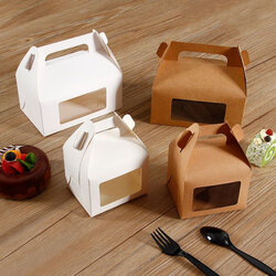 กล่องเค้กหูหิ้ว มีหน้าต่าง แพ็ค 25-50-100 ชิ้น