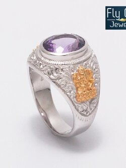 แหวนพระพิฒเนศ พลอยอเมทิสต์แท้(ราศีกุมภ์หรือคนเกิดวันเสาร์) เเทพแห่งความสำเร็จ เงินแท้รุ่นนี้ใส่ได้ทั้งหญิงและชาย