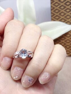 แหวนเงินแท้ พลอยอะความารีนแท้(ราศีมีน)