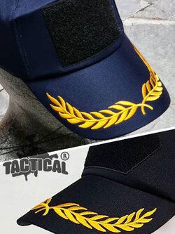 หมวกแก๊ป ซิปหลัง มีช่อ มีตีนตุ๊กแก (ดำ กรมท่า)