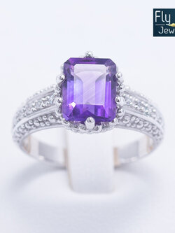 แหวนเงินแท้ พลอยอเมทิสต์แท้(ราศีกุมภ์)