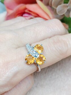 แหวนเงินแท้ พลอยซิทรีนแท้(ราศีพิจิก)