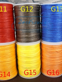 ด้ายเทียนนอก แบบเกลียวถักกลม 0.65 มิล แบบสีๆ G11-G16