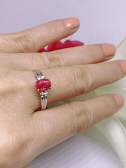 แหวนเงินแท้ พลอยทับทิมแท้ เพชรแท้(ราศีกรกฎ)