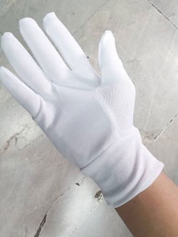 ถุงมือจราจรสีขาว ยางยืด เต็มนิ้ว