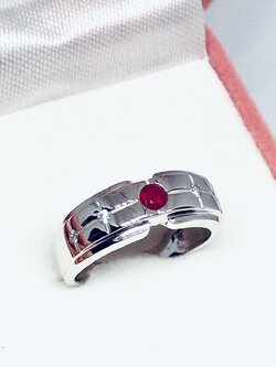 แหวนเงินแท้ พลอยทับทิมแท้(ราศีกรกฎ)