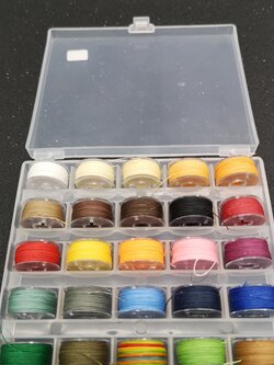 ชุดด้ายกลมเคลือบแวกซ ม้วนเล็ก ขายยกกล่อง 25 สี สุดคุ้ม