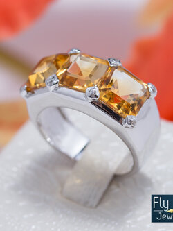 แหวนเงินแท้ พลอยซิทรีนแท้(ราศีพิจิก)