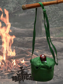 กระติกน้ำทหารอลูมิเนียม ทรงเหลี่ยม พร้อมปลอก