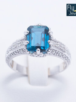 แหวนเงินแท้ พลอยลอนดอนบลูโทแพสแท้(ราศีธนู)